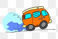 Minivan cartoon png sticker, transparent background. Free public domain CC0 image.