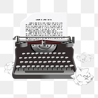 Vintage typewriter png sticker, transparent background. Free public domain CC0 image.