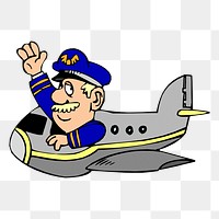 Pilot cartoon png sticker, transparent background. Free public domain CC0 image.