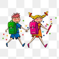 School kids png sticker, transparent background. Free public domain CC0 image.