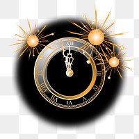 New Year clock png sticker, transparent background. Free public domain CC0 image.