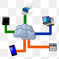 Cloud network system png sticker, transparent background. Free public domain CC0 image.