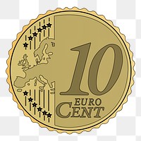 10 Euro cent coin png sticker, transparent background. Free public domain CC0 image.