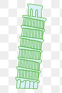 Leaning tower of Pisa png sticker, transparent background. Free public domain CC0 image.