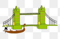 Tower Bridge png sticker, transparent background. Free public domain CC0 image.