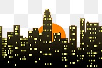 Sunset cityscape png sticker, transparent background. Free public domain CC0 image.