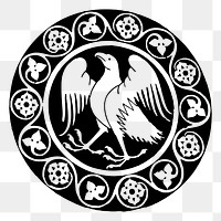 Eagle ornate badge png sticker, transparent background. Free public domain CC0 image.