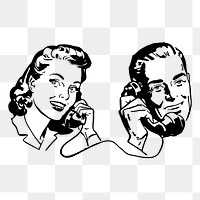 Couple phone call png sticker, transparent background. Free public domain CC0 image.