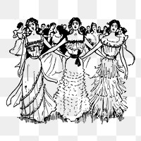 Vintage dancers png sticker, transparent background. Free public domain CC0 image.
