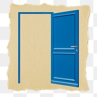 Open door png sticker, ripped paper, transparent background