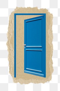 Open door png sticker, ripped paper, transparent background