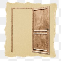 Open door png sticker, ripped paper, transparent background