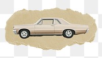 Classic car png sticker, ripped paper, transparent background