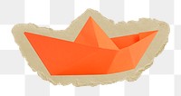 Paper boat png sticker, ripped paper, transparent background