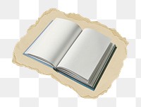 Open book png sticker, ripped paper, transparent background