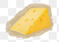 Cheese, food png sticker, ripped paper, transparent background