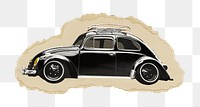 Classic car png sticker, ripped paper, transparent background