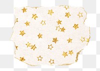 Gold star png pattern sticker, torn paper transparent background