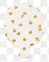 Gold heart png pattern sticker, ripped paper transparent background