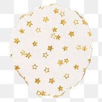 Gold star png pattern sticker, torn paper transparent background