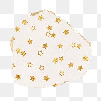 Gold star png pattern sticker, torn paper transparent background