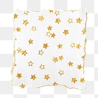 Gold star png pattern sticker, torn paper transparent background