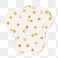 Gold star png pattern sticker, torn paper transparent background