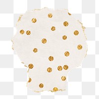 Gold polka dot png pattern sticker, ripped paper, transparent background