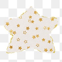 Gold star png pattern sticker, torn paper transparent background