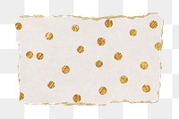 Gold polka dot png pattern sticker, ripped paper, transparent background