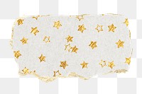 Gold star png pattern sticker, torn paper transparent background