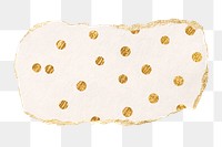 Gold polka dot png pattern sticker, ripped paper, transparent background