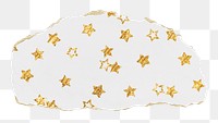 Gold star png pattern sticker, torn paper transparent background