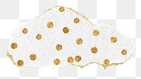 Gold polka dot png pattern sticker, ripped paper, transparent background