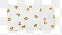 Gold heart png pattern sticker, ripped paper transparent background