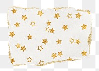 Gold star png pattern sticker, torn paper transparent background