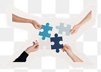 Teamwork, puzzle png sticker, collage element in transparent background