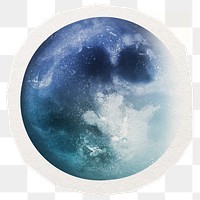 Blue moon   png digital sticker collage element, transparent background