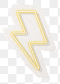 PNG neon lightning bolt sticker collage element, transparent background