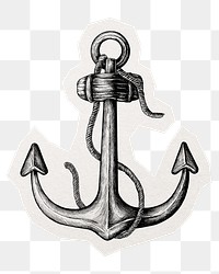 PNG vintage anchor illustration sticker, transparent background