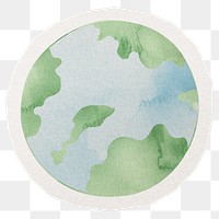 Watercolor earth png digital sticker, collage element in transparent background