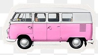 PNG pink camper van sticker, transparent background