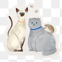 Cute png cat sticker, pet animal illustration in transparent background