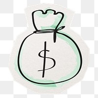 Money bag png digital sticker, collage element in transparent background