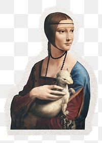 Da Vinci png sticker, Lady with an Ermine in transparent background, remix by rawpixel