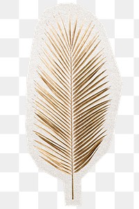 PNG gold tropical leaf sticker, transparent background