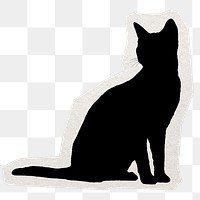 Cat silhouette png sticker, animal illustration cut out in transparent background