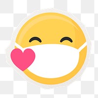 PNG emoji sticker, face mask, social media collage element in transparent background