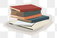 Books png collage element sticker, transparent background