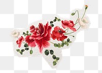 PNG red poppy sticker, flower collage element